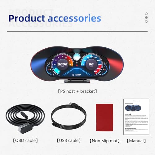 MH OBD2 HUD Head Up Display, OBD2 + GPS Speedometer Dual System, Digital GPS Speedometer Heads Up Display for Cars, AUTO Gauge Real-Time Monitoring of Engine Temp/Voltage/Fuel