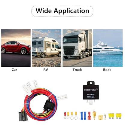 Electric Fan Relay Kit 12V 60 AMP Electric Radiator Cooling Waterproof Fan Relay Kit with Thermostat Control Switch 185 On 175 Off Upgrade - style: Single Fan 185 On 175 Off