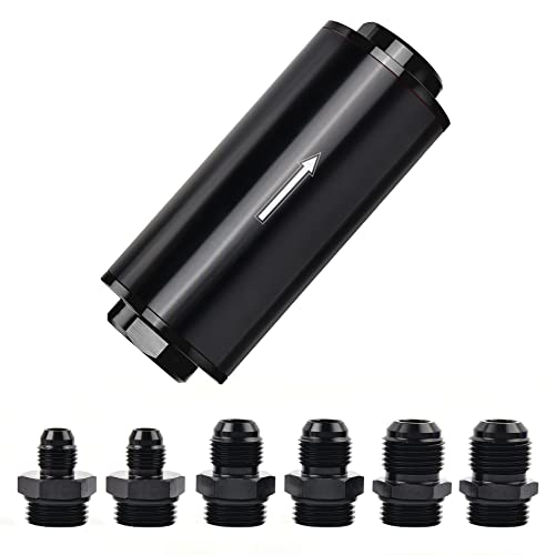 EVIL ENERGY Inline Fuel Filter 100 Micron with 6AN 8AN 10AN Adapter Universal 50MM