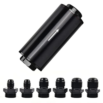 EVIL ENERGY Inline Fuel Filter 100 Micron with 6AN 8AN 10AN Adapter Universal 50MM