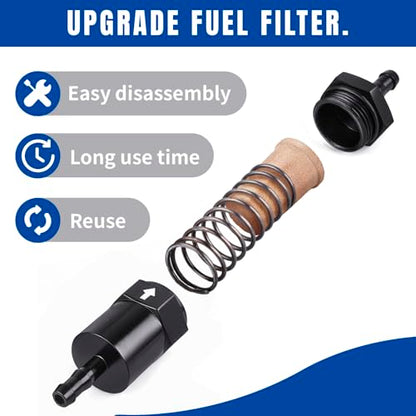 5/16" Billet Inline Fuel Filter 30 Micron Anodized Aluminum Black 2PCS - size: 5/16 in