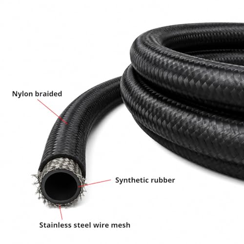 Ucreative 10FT AN10 CPE Nylon Braided Fuel Line Hose & Fitting Kit - size: 10AN