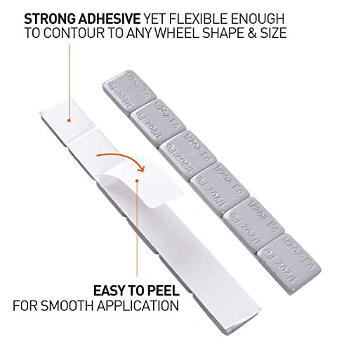 Aain Stick on Adhesive Wheel Weights, 1/2oz, 1152pcs(4box), Grey