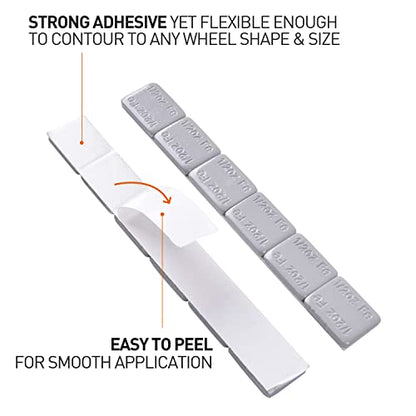Aain Stick on Adhesive Wheel Weights, 1/2oz, 1152pcs(4box), Grey