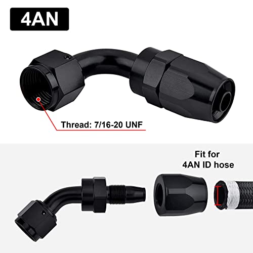 EVIL ENERGY 4AN Hose End Fitting 45 Degree Swivel for CPE Braided Hose Black - size: 4AN, style: 45 Degree