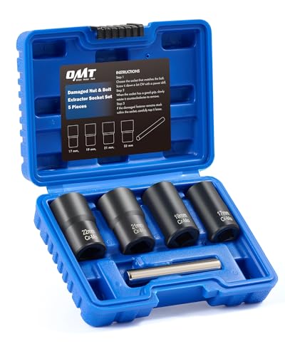 OMT Twist Socket Tool Set, 5pc Stripped Lug Nut And Bolt Extractor Set