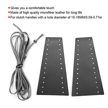 Qiilu Black Leather Motorcycle Brake Clutch Covers, 2pcs Motorcycle Lever Covers 15-18MM/0.59-0.71in Fringe Fit for/