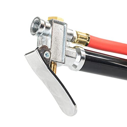 NEIKO 20701A Tire Inflator | 12 Inch | Flexible Air Tire Pressure Gauge | 20 – 120 PSI | 1/4” NPT Offset Dual Head Chuck | Tire Filler with Hose | Aluminum Body and Brass Valves | Stem Valve Caps - size: Tire Inflator