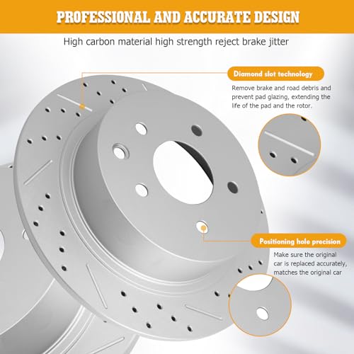 Disc Brake Kits with Pads and Rotors Front & Rear Drilled Slotted Vented Rotor for