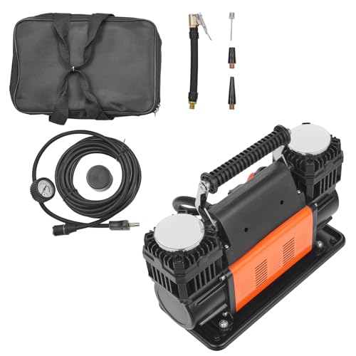 VEVOR 10.6 CFM Heavy Duty Air Compressor, 30s Fast Inflation | 1080W Dual-Cylinder Portable Tire Inflator, 12V 150PSI Offroad Air Pump with Adapters for Trucks Car SUV 4 x 4 Vehicle RV - size: 14.37 x 5.91 x 8.94 in