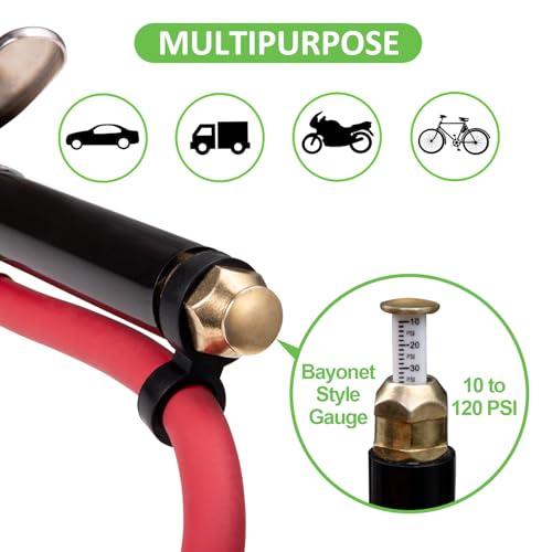 Spurtar 10-120 PSI Tire Pressure Gauge with Inflator Heavy Duty