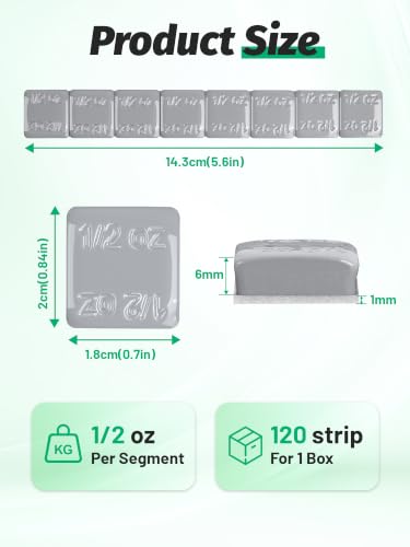 1/2oz 0.5oz Adhesive Stick on Wheel Weights 2 Box, 120oz Case Gray - color: Gray, size: 1/2 oz, 120 pack