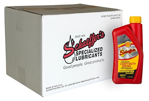 Schaeffer Manufacturing Co. 9020-012 Advanced Light Duty Diesel Performance 0W-20 Full Synthetic Engine Oil, 1-Quart Bottle (Pack of 12)