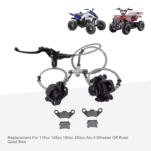GOOFIT Front Disc Brake Master Cylinder Hydraulic Caliper Assembly with Rear Disc Brake Pad Replacement for Chinese 110cc 125cc 150cc 200cc 250cc ATV Four Wheeler Doom Buggy Quad Bikes