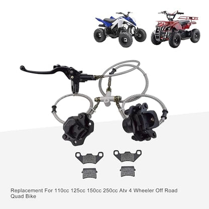 GOOFIT Front Disc Brake Master Cylinder Hydraulic Caliper Assembly with Rear Disc Brake Pad Replacement for Chinese 110cc 125cc 150cc 200cc 250cc ATV Four Wheeler Doom Buggy Quad Bikes