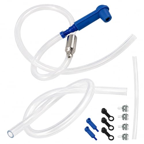 14 Pcs Brake Fluid Deflerator, Universal Brake Bleeder Kit with One Way Check Valve, Adapter,Hose,Caps & Clamps, Hydraulic Bleeding Tool for Car, Motorcycle and Clutch Systems