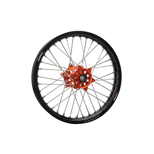 Tusk Impact Complete Wheel - Rear 10 x 1.60 Black Rim/Silver Spoke/Orange Hub For KTM 50 SX 2015-2023