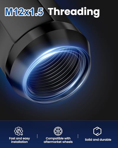 GAsupply 4pcs M12x1.5 Lug Nuts Black, 1.38" Tall 3/4" 19mm Hex Cone Seat - color: Black, size: M12x1.5, style: 4 Pack