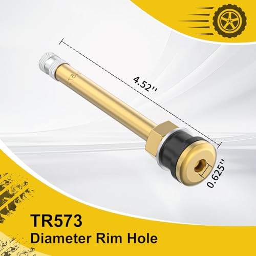 10 Piece TR573 Brass Valve Stems for Commercial Vehicles. Fits 0.748" Valve Hole Dia, Length 4.49'', Brass Colour - size: TR573 10pcs