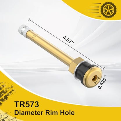 10 Piece TR573 Brass Valve Stems for Commercial Vehicles. Fits 0.748" Valve Hole Dia, Length 4.49'', Brass Colour - size: TR573 10pcs
