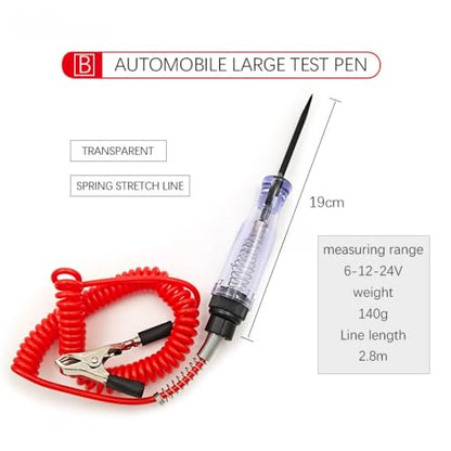 Automotive Test Light,Premium LED Bulb Automotive Circuit Tester, 6-24V Test Light with PU Extended Spring Wire, Sharp Hard Steel Probe Vehicle Circuits Low DC Voltage Light Tester - size: 6-24V