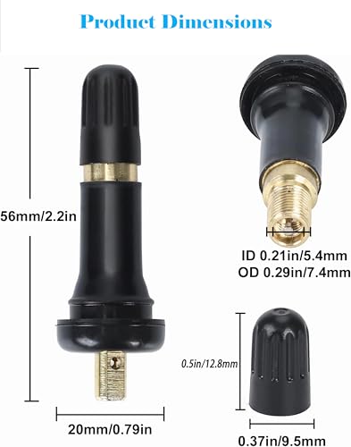TPMS 17-20008 Rubber Clip-on Tire Pressure Sensor Valve, 100PCS