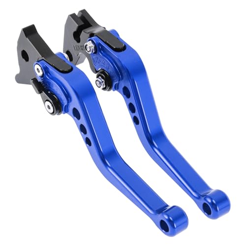 Short Brake Clutch Levers for Yamaha Raptor 660 2001-2004 6 Adjustable Gears Motorcycle Handlebar Brake Lever Aluminum Alloy Blue 1 Pair - color: Blue