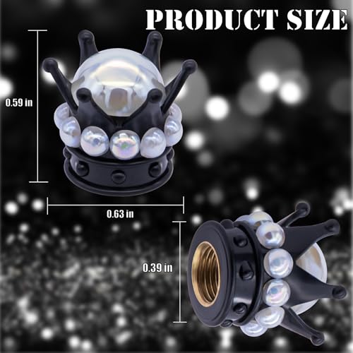 4PCS Crown Bling Tire Stem Valve Caps, Crystal Diamond Tire Air Cap Set Universal Copper Core Stem Covers for Cars, SUV, Trucks, Bikes, Motorcycles, Bicycles (Black & White) - color: Black & White Round Bling