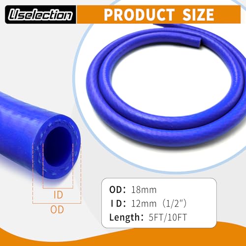 1/2" ID-10Ft(ID 12mm) Heater Hose Enhanced Double Reinforcement - color: All Blue, size: 1/2" ID-10Ft(ID 12mm)