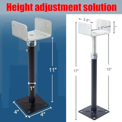 2 Pack U-Shaped Floor Jack for 4x2, 4x4, 4x6 Joists - Adjustable Steel Telepost with U-Head, Mini Screw Jack, Post Jack.11-15 Inch Adjustment Range. - size: 11-15