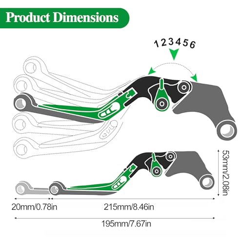 Brake Clutch Lever Set for Z500 Ninja500, Adjustable Levers(Green) - color: Green