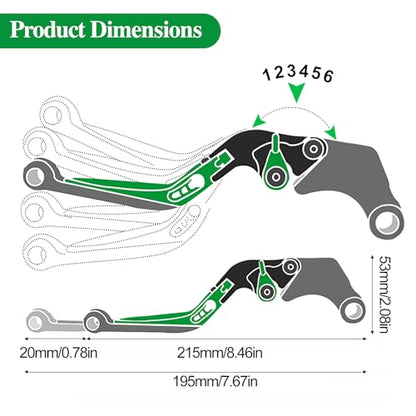 Brake Clutch Lever Set for Z500 Ninja500, Adjustable Levers(Green) - color: Green