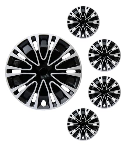 17 inch Hubcaps ABS Replacement for Steel Wheel（Non-Alloy） Snap-on Set of 4 - color: BK-Silver-Black, size: 17-inch