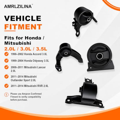 Engine Motor Mounts Kit for Lancer 2008-2011 - size: 2011 Mitsubishi Lancer ES/GT/SE 2.0L