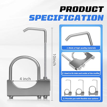 4" Universal Exhaust Clamp with Hanger, 2 PCS - size: 4 Inch