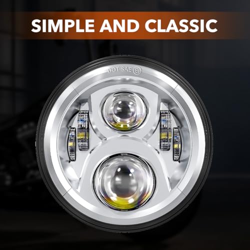 7 Inch LED Headlight Fog Passing Lights for Touring Road King Ultra Classic Electra Street Glide Tri CVO Heritage Softail Slim Deluxe Fatboy-Chrome - color: Chrome