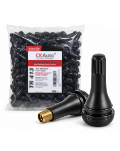 CKAuto TR413 Tubeless Rubber Snap-in Tire Valve Stems, Black, 5 Pcs/Bag - size: TR413