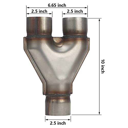 A-KARCK Exhaust Y Pipe 2.5" Inlet, Stainless Steel 10" Long Dual 2.5" Outlet Y Pipe Withstands High Temperatures(Wide-body) - color: Y Pipe, size: 2.5inch 10"Long Wide