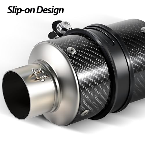 Motorcycle Exhaust, 2 inch Inlet Motorcycle Muffler, Slip On Muffler Exhaust with Mid Pipe, Fits Honda Kawasaki Z900 GSXR750 CBR650 more