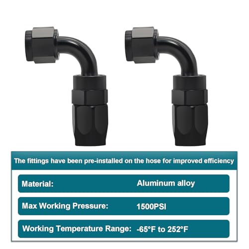 Assembled 6AN Fuel Line Kit CPE with Fittings(90°+90°), 2.5FT - size: 2.5ft(90°+90°)