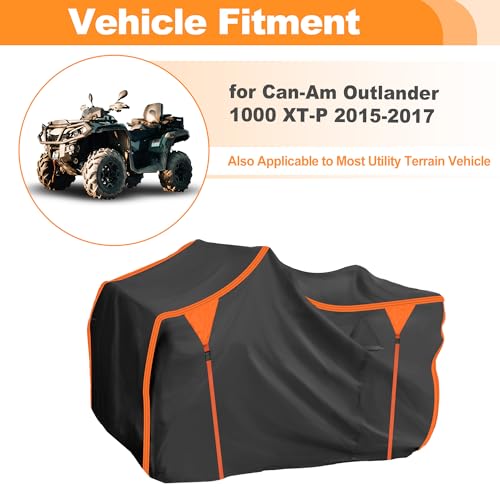 ATV Cover for Can-Am Outlander 1000 XT-P 2015-2017 4 Wheelers Quad Bike Cover Waterproof Oxford Cloth with PU Coating Windproof Outdoor All Weather Protection Black, Orange - size: for Can-Am Outlander 1000 XT-P 2015-2017