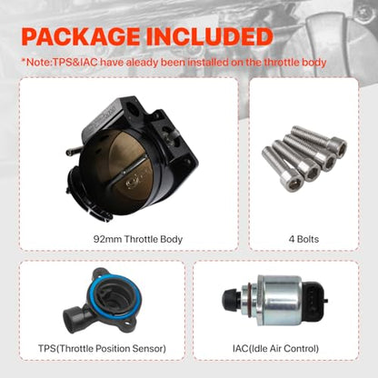 92mm Throttle Body Assembly with TPS IAC - color: black, size: 92mm with TPS IAC