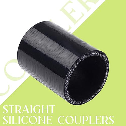 Universal Turbo Intercooler Aluminum Pipe Piping and Silicone Hose Kit with Stainless Steel T-Clamps (2.5inch, Black) - color: Black-2.5 In