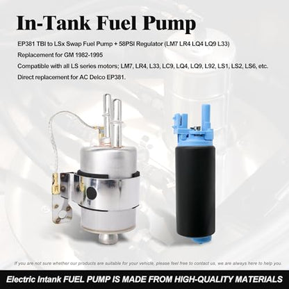 EP381 Fuel Pump TBI to LSX Swap with Fuel Pressure 58PSI Regulator - style: EP381 with Regulator