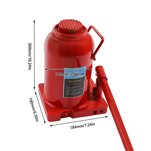 50 Ton (1102,31 lbs) Lifting Automotive Welded Hydraulic Bottle Jack, Hydraulic Stubby Low Profile Welded Bottle Jack for Repair Vehicle, Pickup, Truck, w/Manual Handle, Red, ﻿ - color: 50 Ton