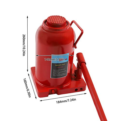 50 Ton (1102,31 lbs) Lifting Automotive Welded Hydraulic Bottle Jack, Hydraulic Stubby Low Profile Welded Bottle Jack for Repair Vehicle, Pickup, Truck, w/Manual Handle, Red, ﻿ - color: 50 Ton