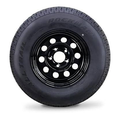 ROCKMAN Trailer Tire Wheel ST205/75R14 8-Ply D 105M 5X4.5 PCD Black Mod Rim - size: ST205/75R14 8PR/5x4.5