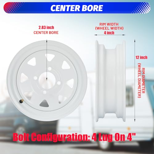 4.80-12 4.80x12 480-12 4.80-12 Trailer Tires with 12 in Rims, 4 Lug on 4 in, Load Range C, 6PR (480-12 with 4lug) - size: 4.80-12, style: 4 lug on 4"