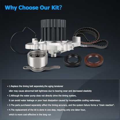 OTO-K Timing Belt Kit with Water Pump Compatible with Honda Civic 1996 1997 1998 1999 2000 1.6L L4 SOHC D16Y5 D16Y7 D16Y8 16 Valve,Replace # TBK224 TCKWP224 19200-P2A-A01 - size: TBK224