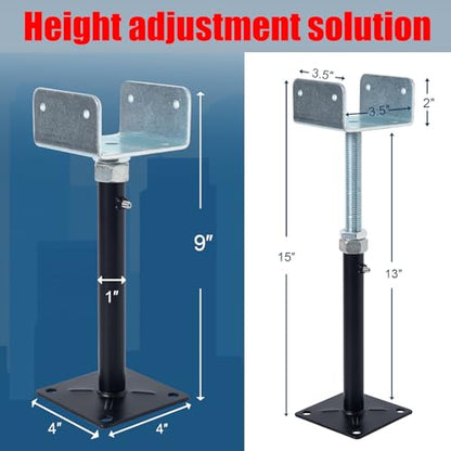 2 Pack U-Shaped Floor Jack for 4x2, 4x4, 4x6 Joists - Adjustable Steel Telepost with U-Head, Mini Screw Jack, Post Jack.9-13 Inch Adjustment Range. - size: 9-13